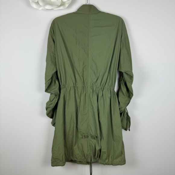 ROCKS & INDIGO Green Lightweight Trench Coat Embroidered Boho / Size Medium - Picture 11 of 16